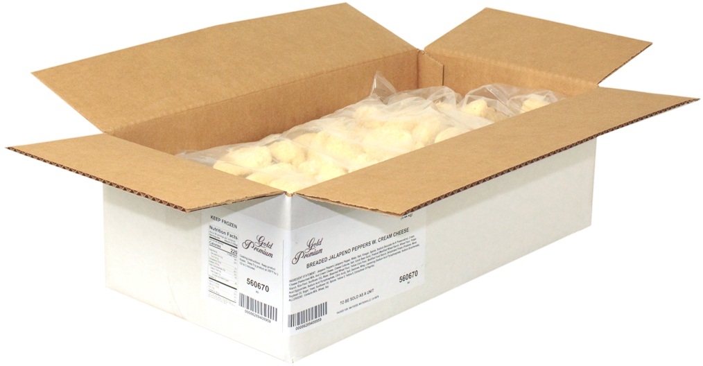 Commodity Potatoes Breaded Cream Cheese Stuffed Jalapeno, 3 Pound -- 4 per case.