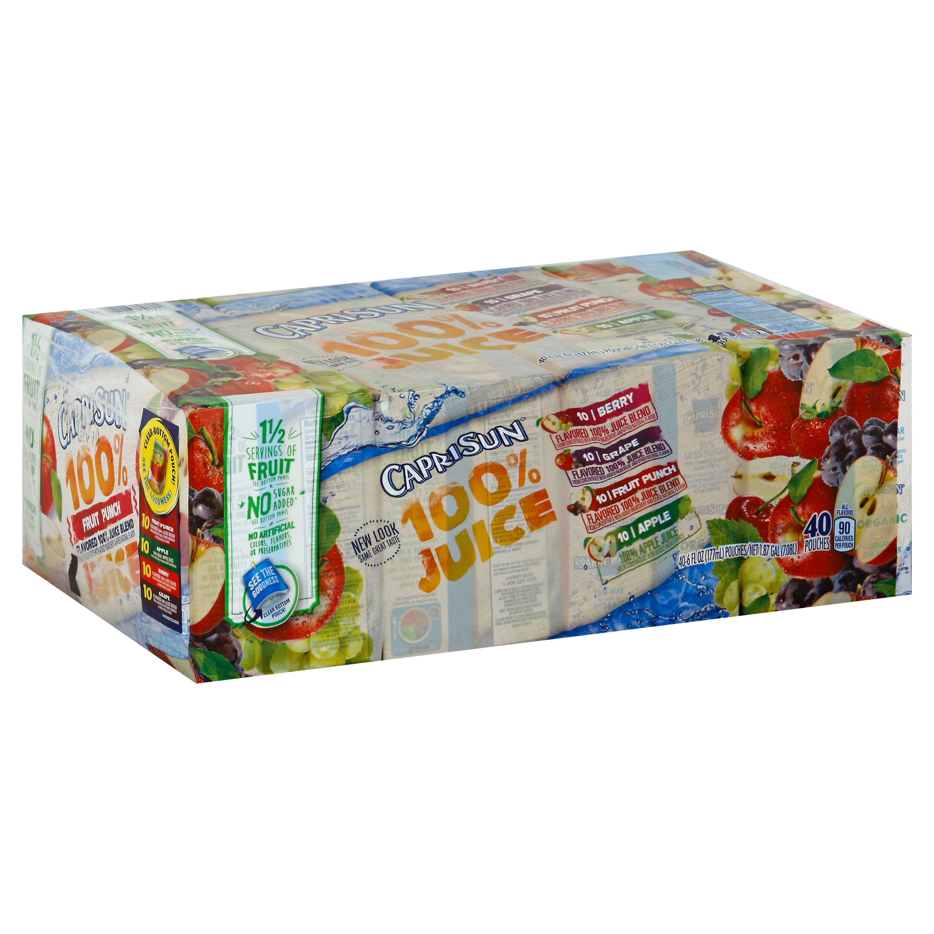 Capri Sun All Natural 100 Percent Apple Juice, 60 Fluid Ounce -- 4 per case.