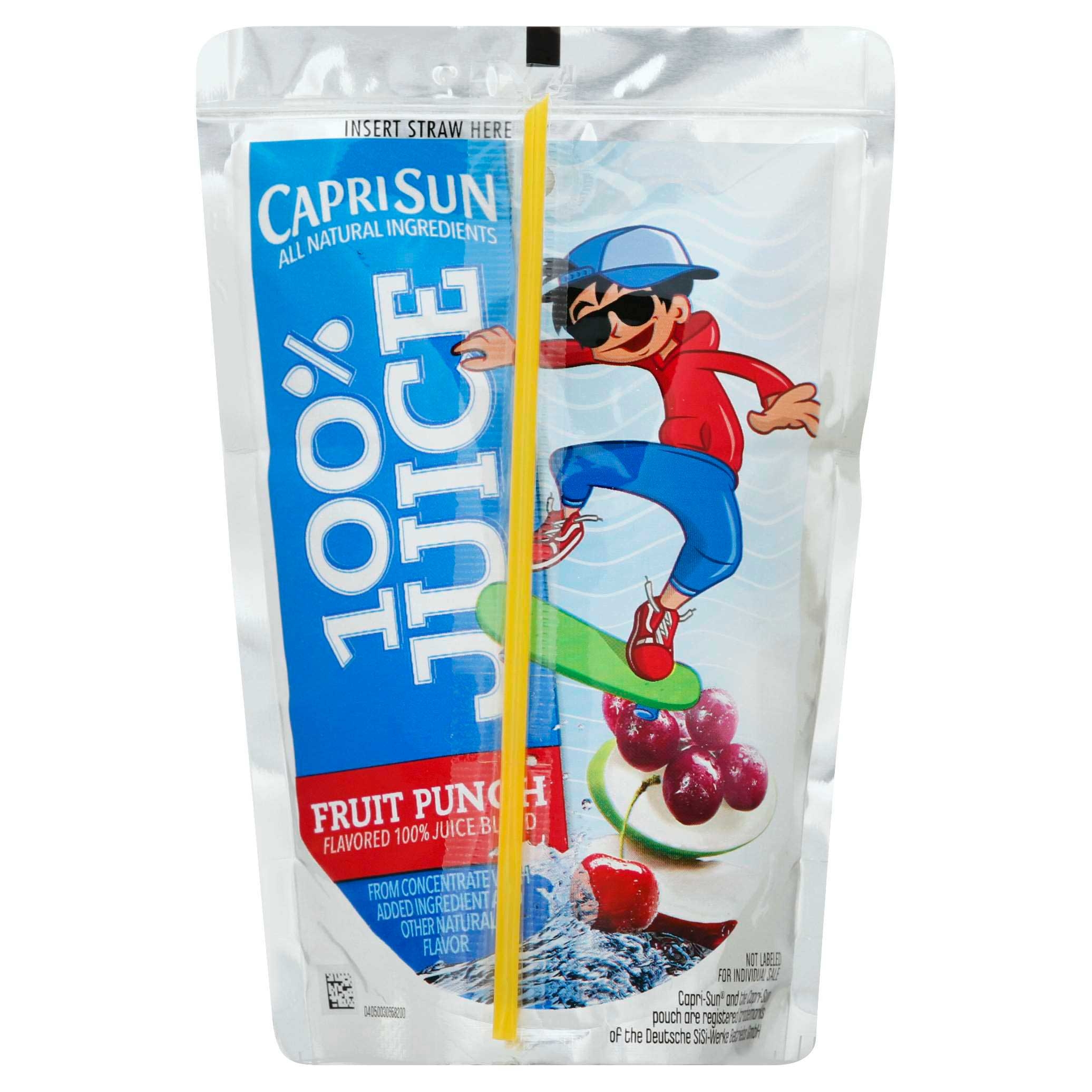 Capri Sun All Natural 100 Percent Fruit Punch Juice, 60 Fluid Ounce -- 4 per case.