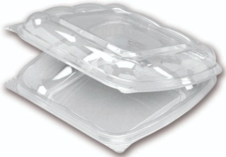 Seeshell Medium Shallow Scalloped Hinged Rigid Container -- 180 per case