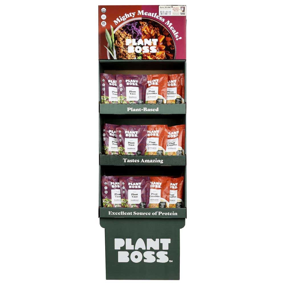 Plant Boss Organic South West and All Purpose Meatless Crumbles - Display -- 36 per case