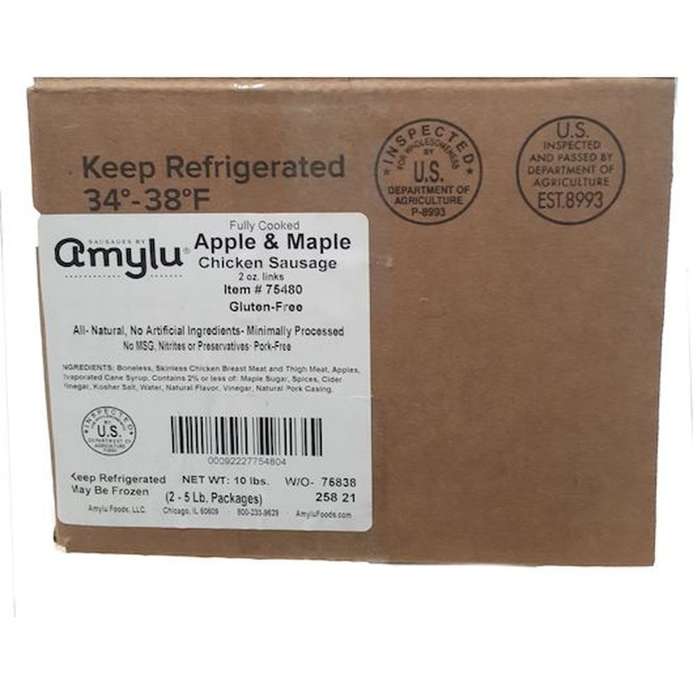 Sausages By Amylu Apple and Maple Chicken Sausage, 10 Pound