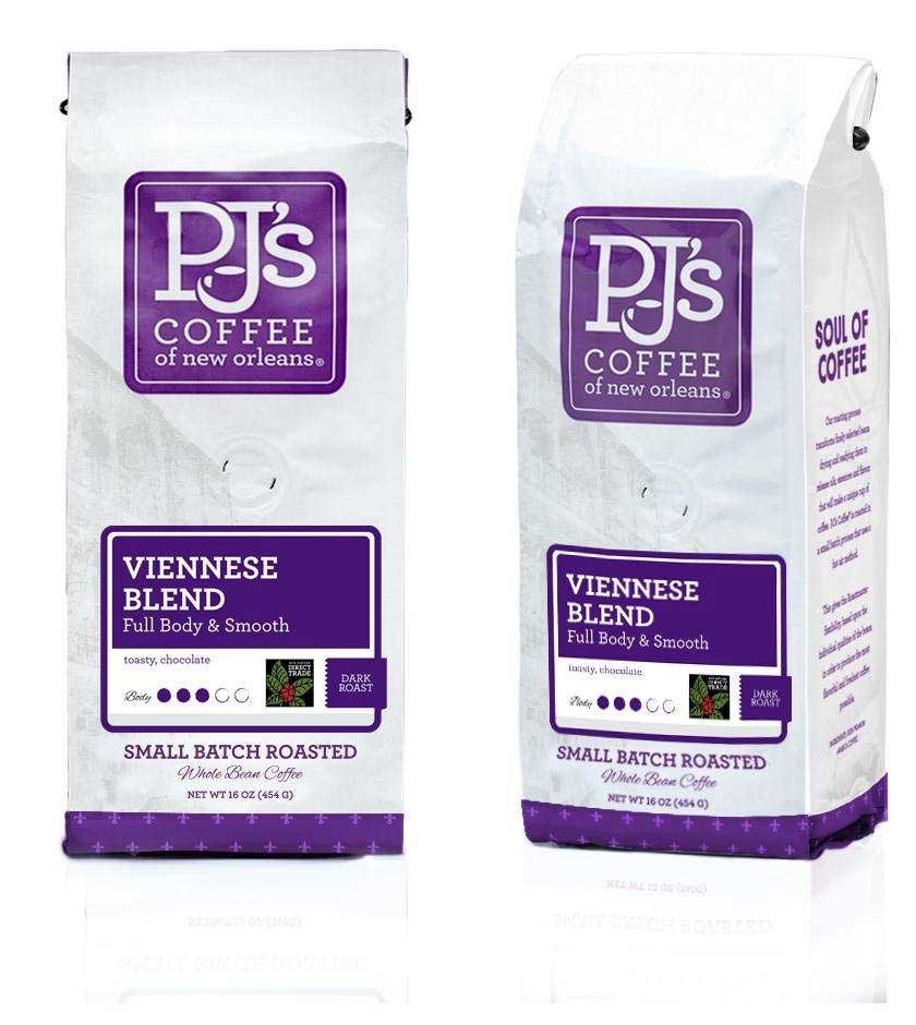 PJs Coffee of new orleans Viennese Blend Roast Whole Bean Coffee, 5 Pound -- 4 per case