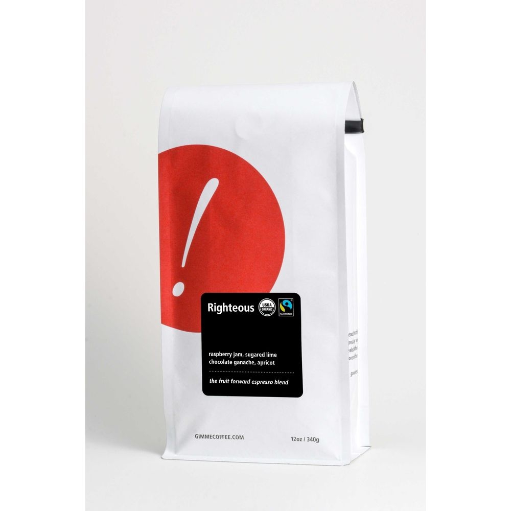 Gimme Organic Fairtrade Righteous Espresso Coffee, 12 Ounce