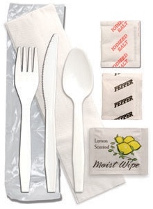 D and W Fine Pack Senate Fork Knife Teaspoon Salt and Pepper Cutlery Kit -- 250 per case