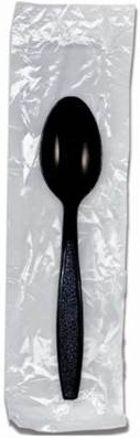 Advantage Heavy Weight Polypropylene Black Wrapped Teaspoon -- 1000 per case