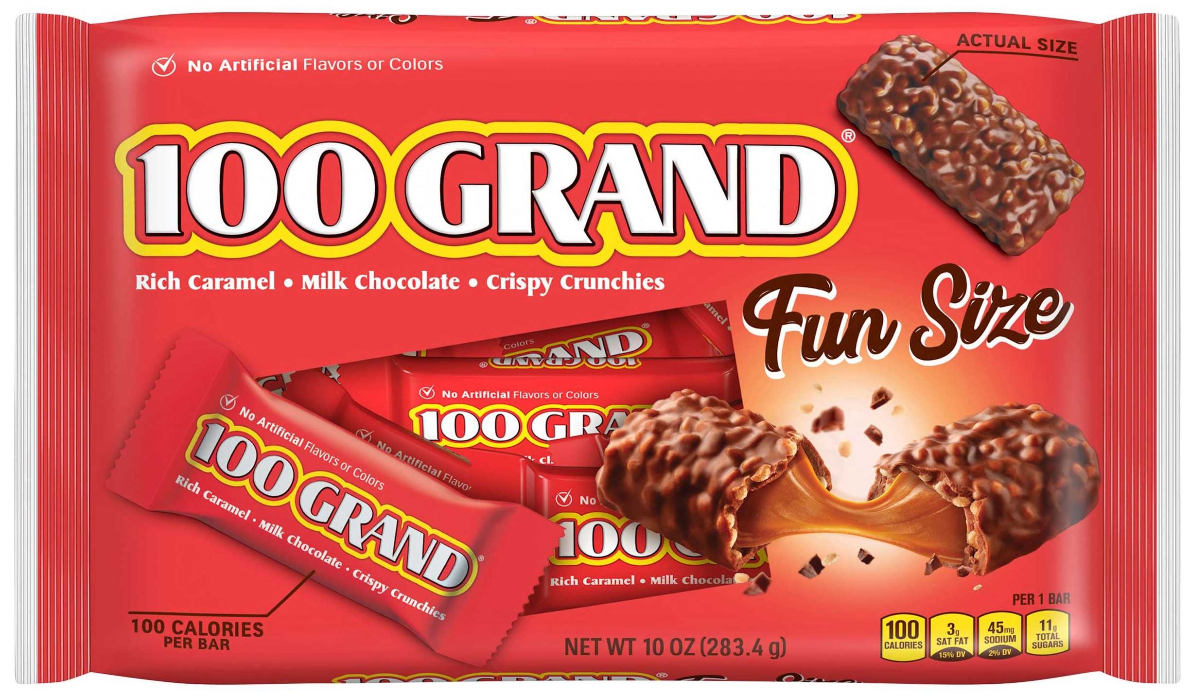 100 Grand Funsize Candy Bar - Lay Down Bag, 10 Ounce -- 12 per case