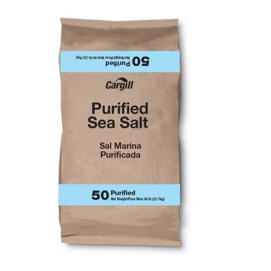 Cargill Purified Untreated Sea Salt, 50 Pound.