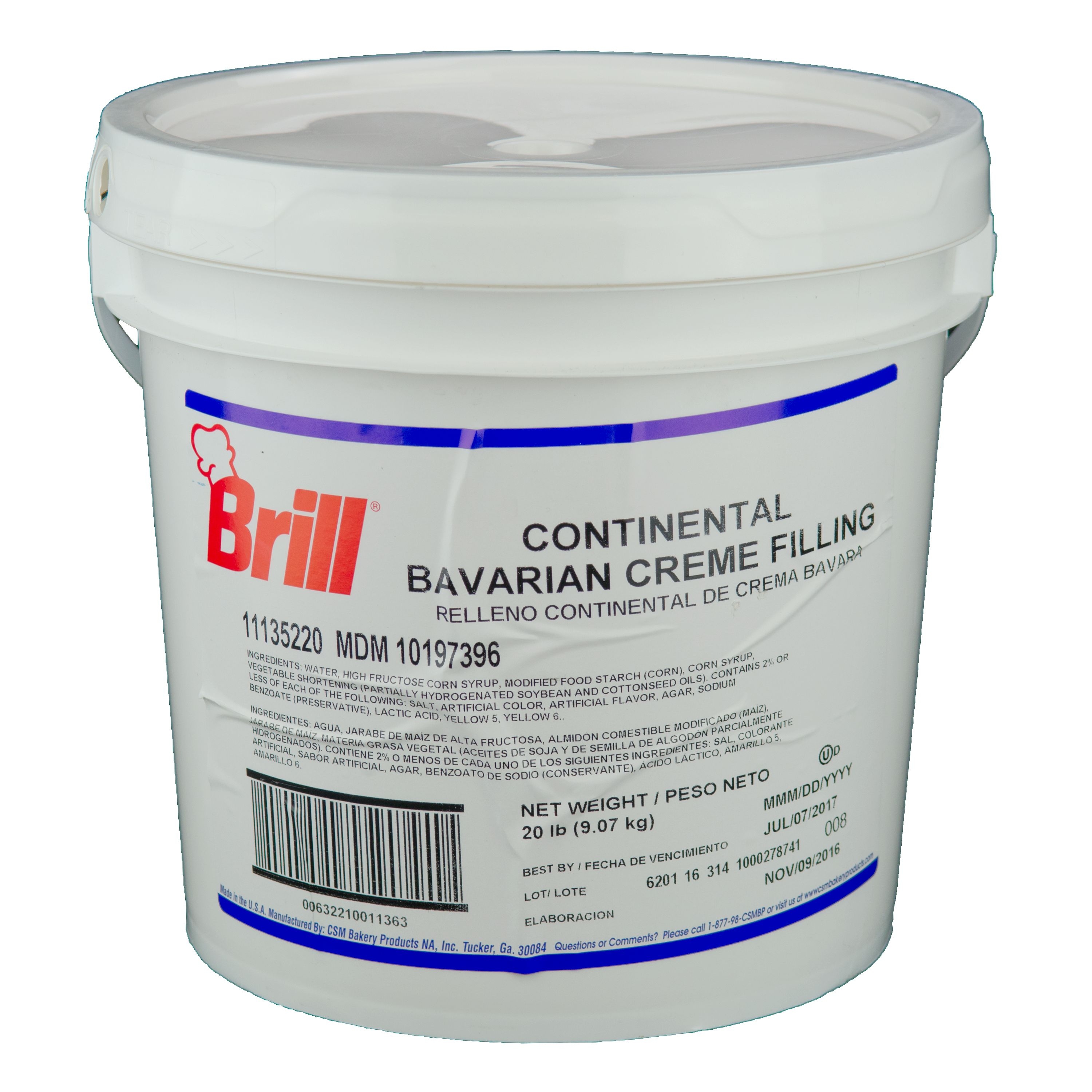 HC Brill Continental Bavarian Creme Filling, 20 Pound.