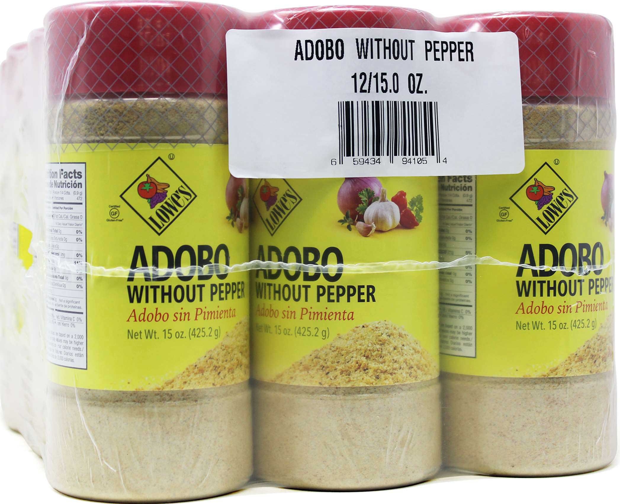 Lowes Adobo without Pepper, 15 Ounce -- 12 per case