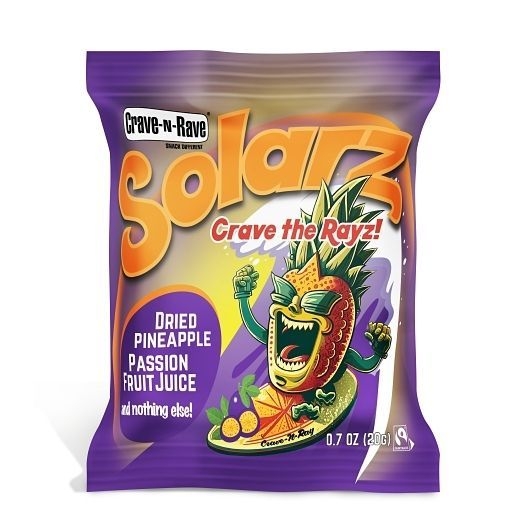 Crave-N-Rave Solarz Individually Wrapped Dried Pineapple with Passion Fruit Juice, 24 Gram -- 180 per case