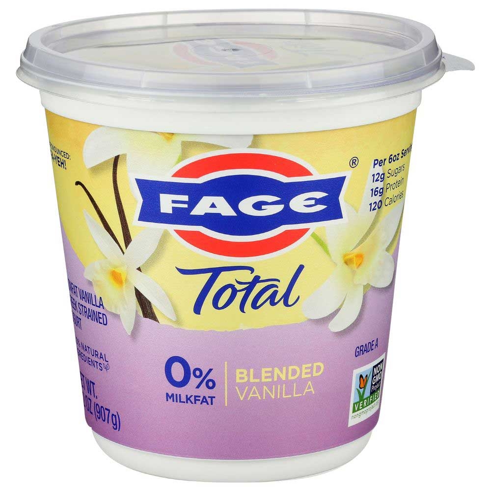 Fage Total Blended Vanilla 0 Percent Milkfat Greek Yogurt, 32 Ounce -- 6 per case