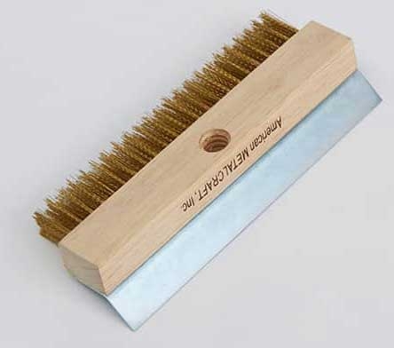 American Metalcraft Replacement Pizza Oven Brush with Brass Bristles and Steel Scraper