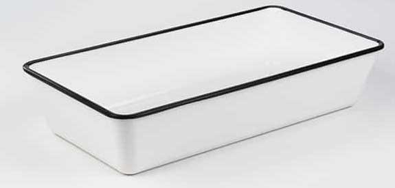 American Metalcraft Black Rimmed Rectangular White Melamine Bowl, 144 Ounce