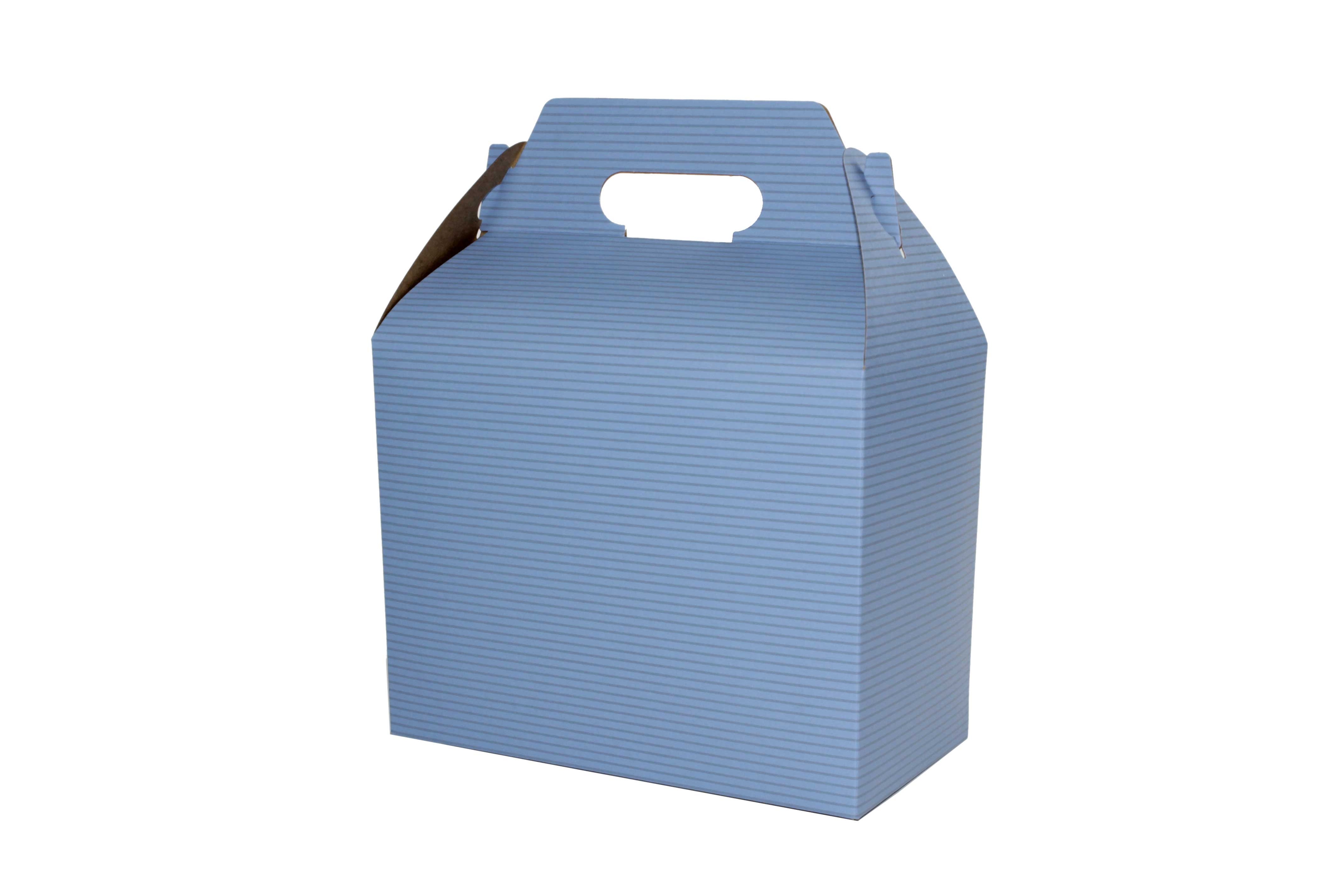 Boxit French Blue Pinstripe Gable Boxes with Auto Bottom, 9.5 x 5 x 5 inch -- 125 per case.
