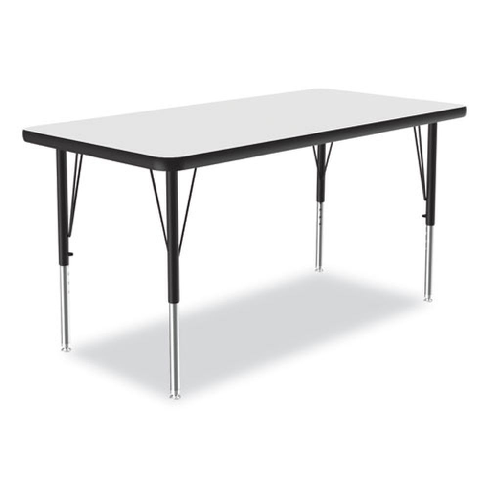Correll White Top and Black Legs Rectangular Markerboard Activity Table, 48 x 24 x 19 to 29 inch -- 4 per case