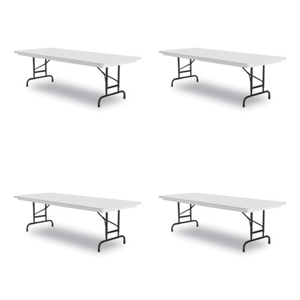 Correll Rectangular Gray Top Adjustable Folding Table with Black Legs, 60x 30x 22 inch to 32 inch -- 4 per case