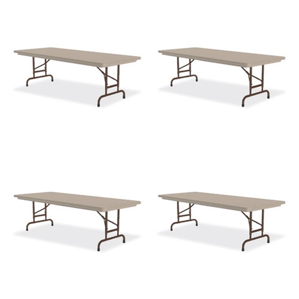 Correll Rectangular Mocha Top Adjustable Folding Table with Brown Legs, 60x 30x 22 inch to 32 inch -- 4 per case