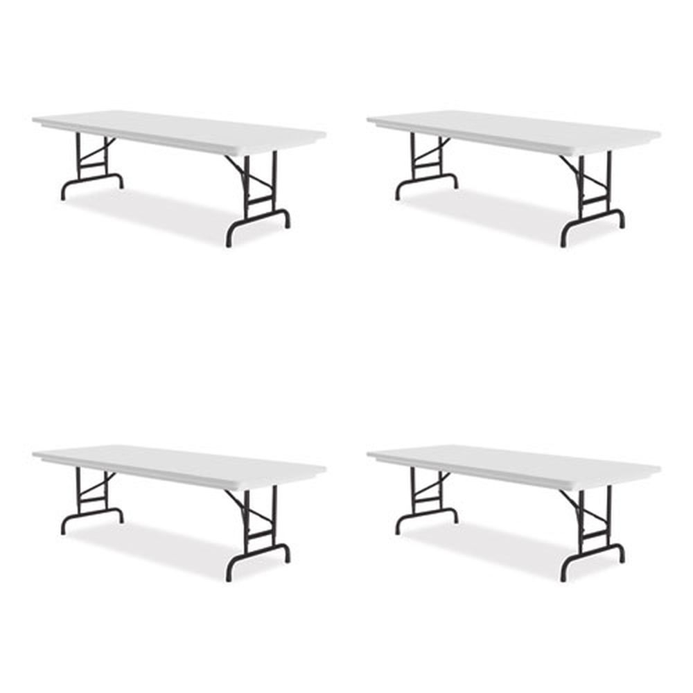 Correll Rectangular Gray Top Adjustable Folding Table with Black Legs, 72x 30x 22 inch to 32 inch -- 4 per case