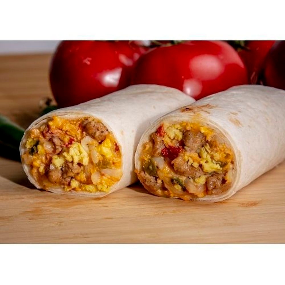 Tres Locos Potatoes Eggs Sausage Green Chile and Cheese Breakfast Burrito, 24 count