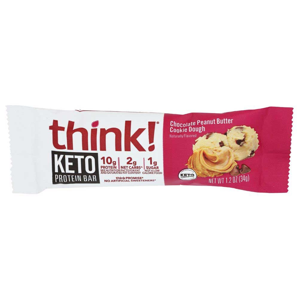 Think Chocolate Peanut Butter Cookie Dough Keto Protein Bar, 1.2 Ounce -- 10 per case