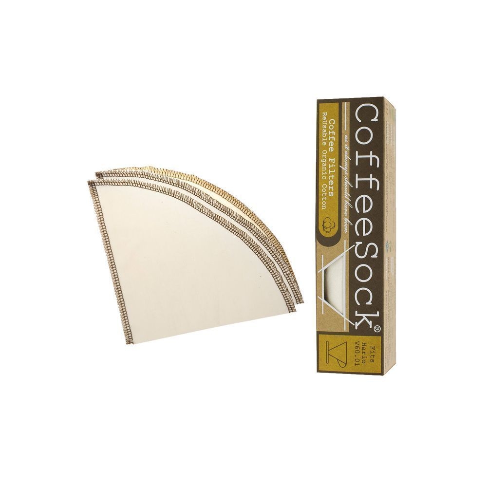 CoffeeSock Organic Reusable Coffee Filter Fits Hario V60.01, 2 count -- 12 per case