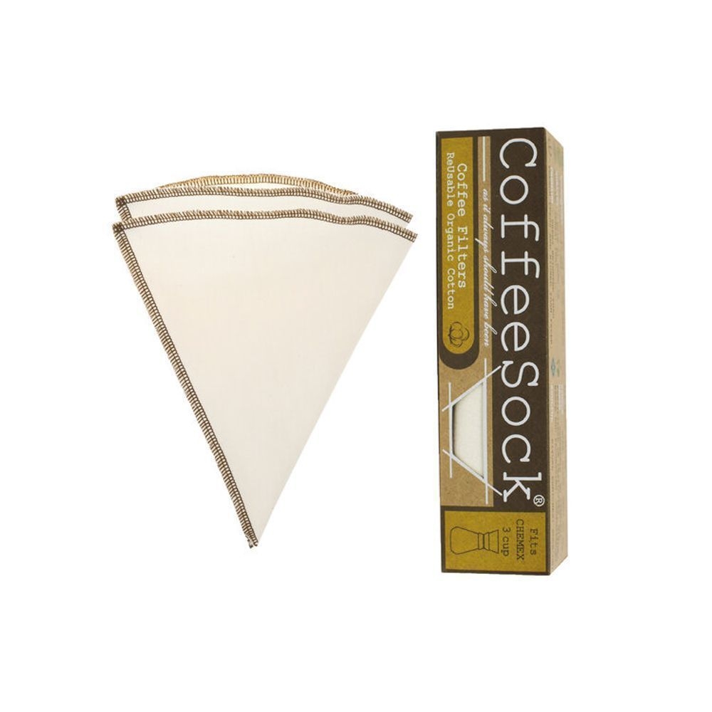 CoffeeSock Organic Reusable Coffee Filter Fits Chemex 3 Cup, 2 count -- 12 per case