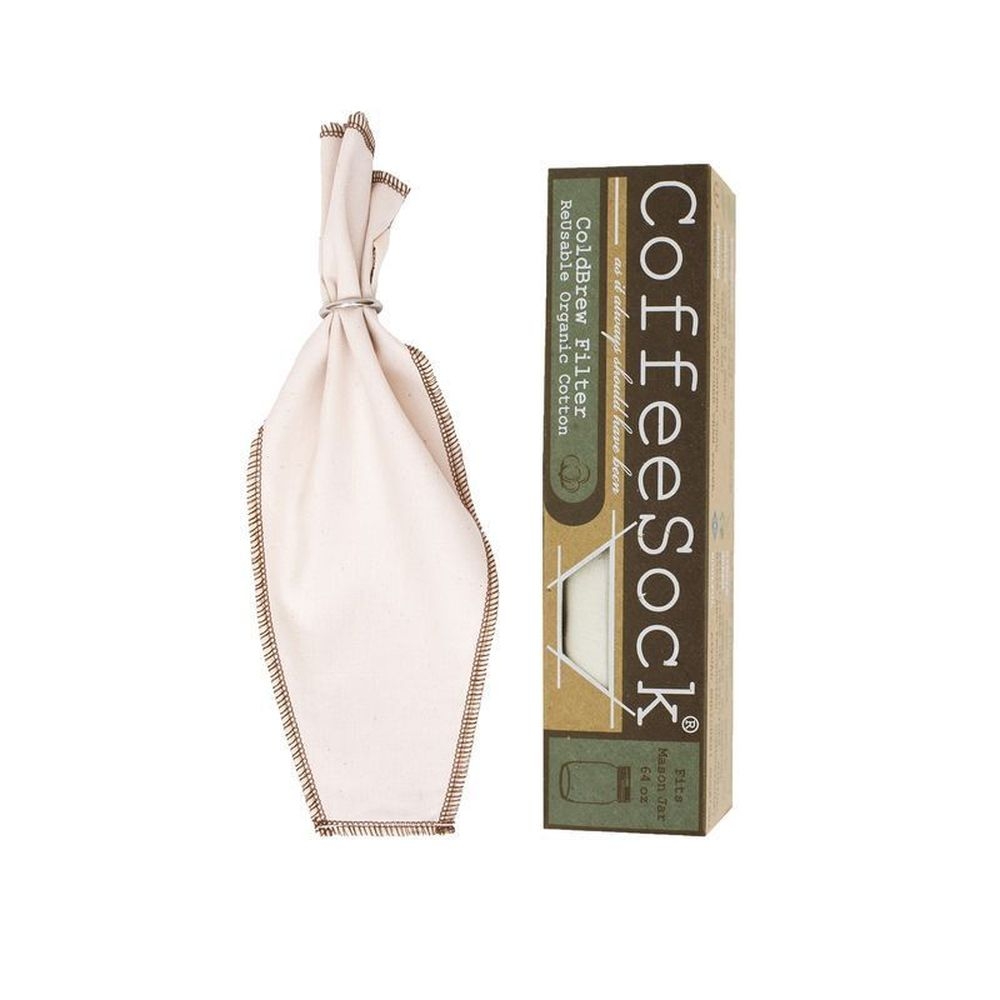 CoffeeSock Organic Reusable Cold Brew Coffee Filter Fits 64 Ounce Mason Jar, 2 count -- 12 per case