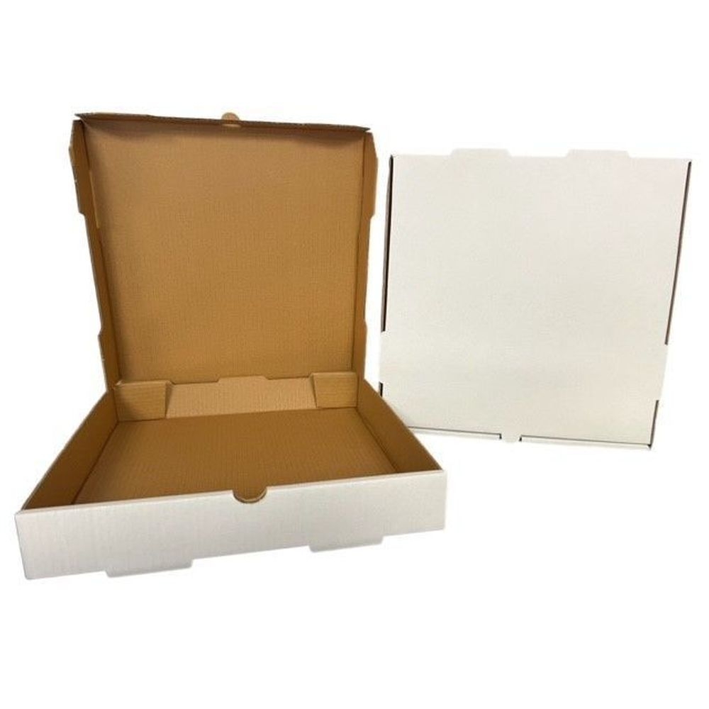 Nemco White / Kraft B Flute White Plain Pizza Box, 12 x 12 x 2 inch -- 50 per case