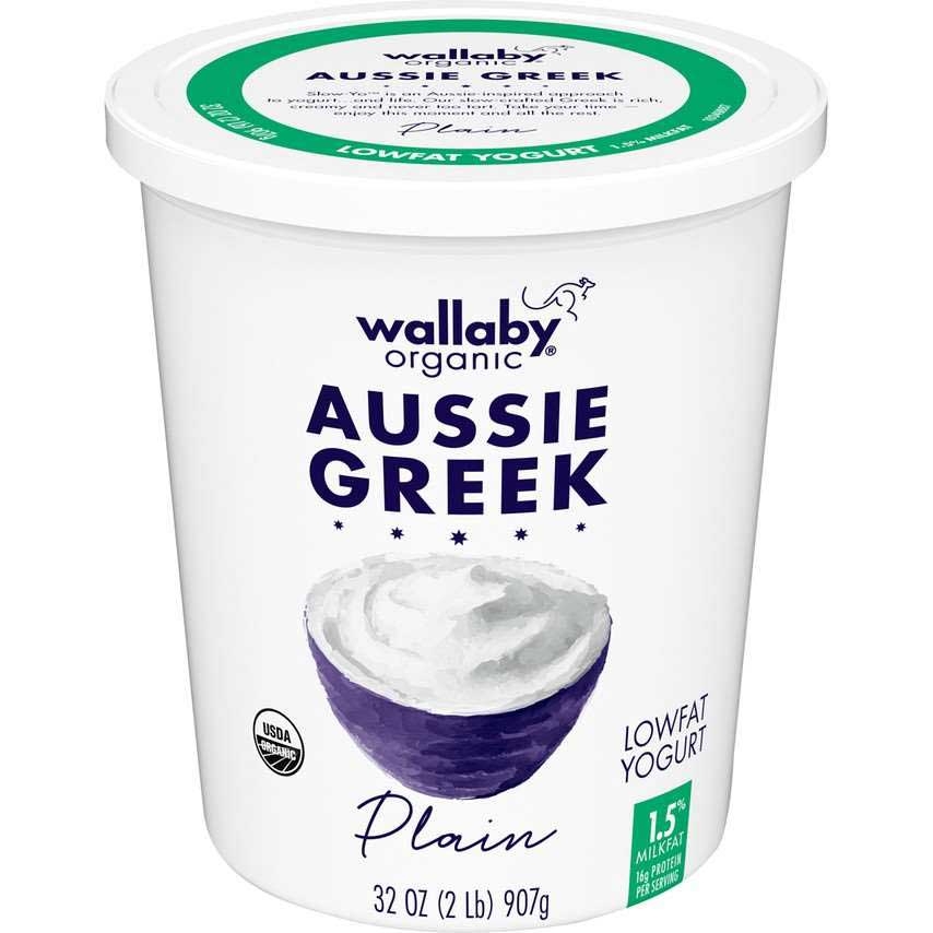 Wallaby Organic Aussie Greek Lowfat Plain Yogurt, 32 ounce -- 6 per case