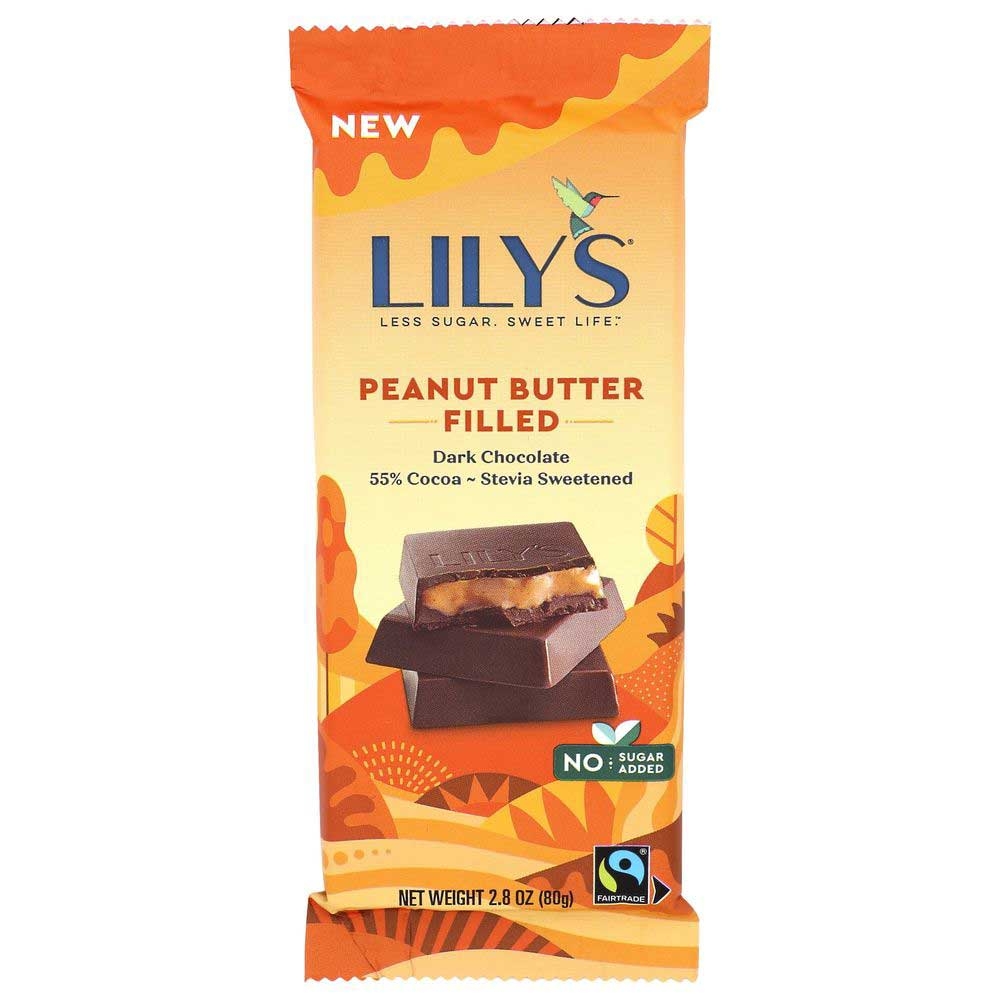 Lilys Peanut Butter Filled 55 percent Cocoa Dark Chocolate Bar, 2.8 Ounce -- 12 per case