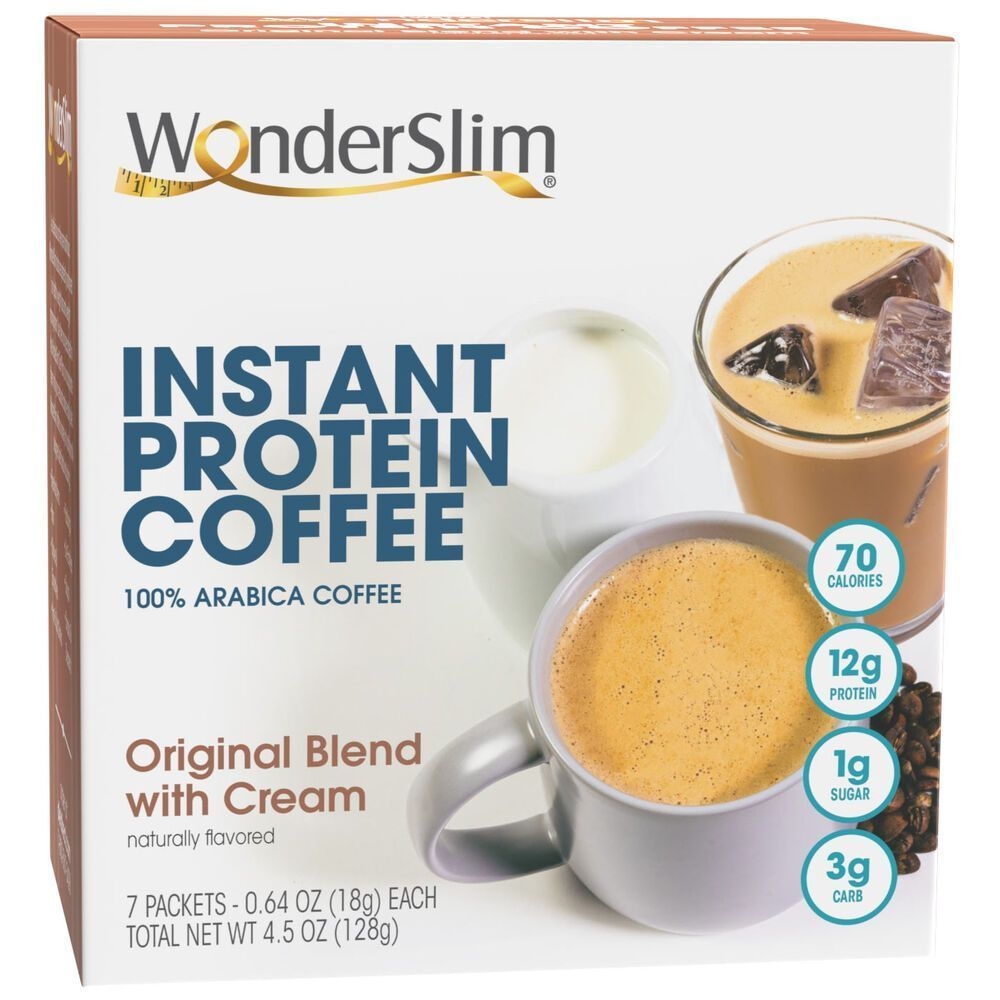 WonderSlim 18 Gram Original with Cream Instant Protein Coffee, 7 count -- 40 per case