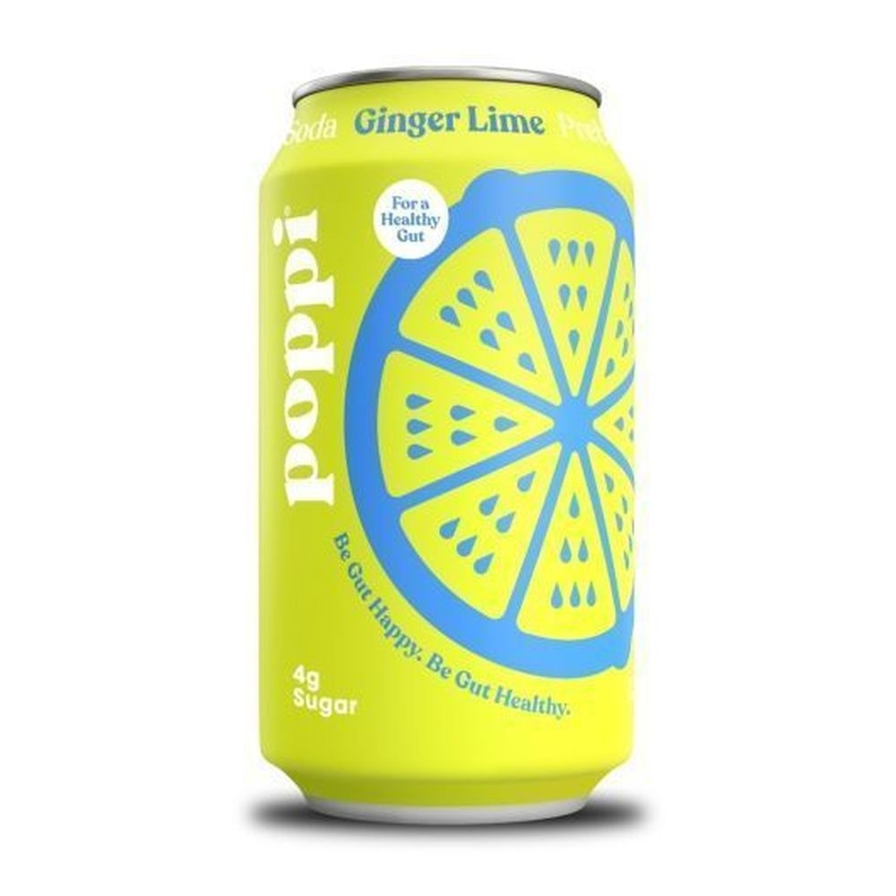 Poppi Ginger Lime Prebiotic Soda, 12 Fluid Ounce -- 12 per case