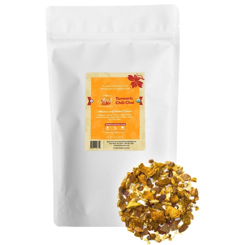 Heavenly Tea Leaves Organic Turmeric Chili Chai Whole Leaf Herbal Tea, 16 Ounce