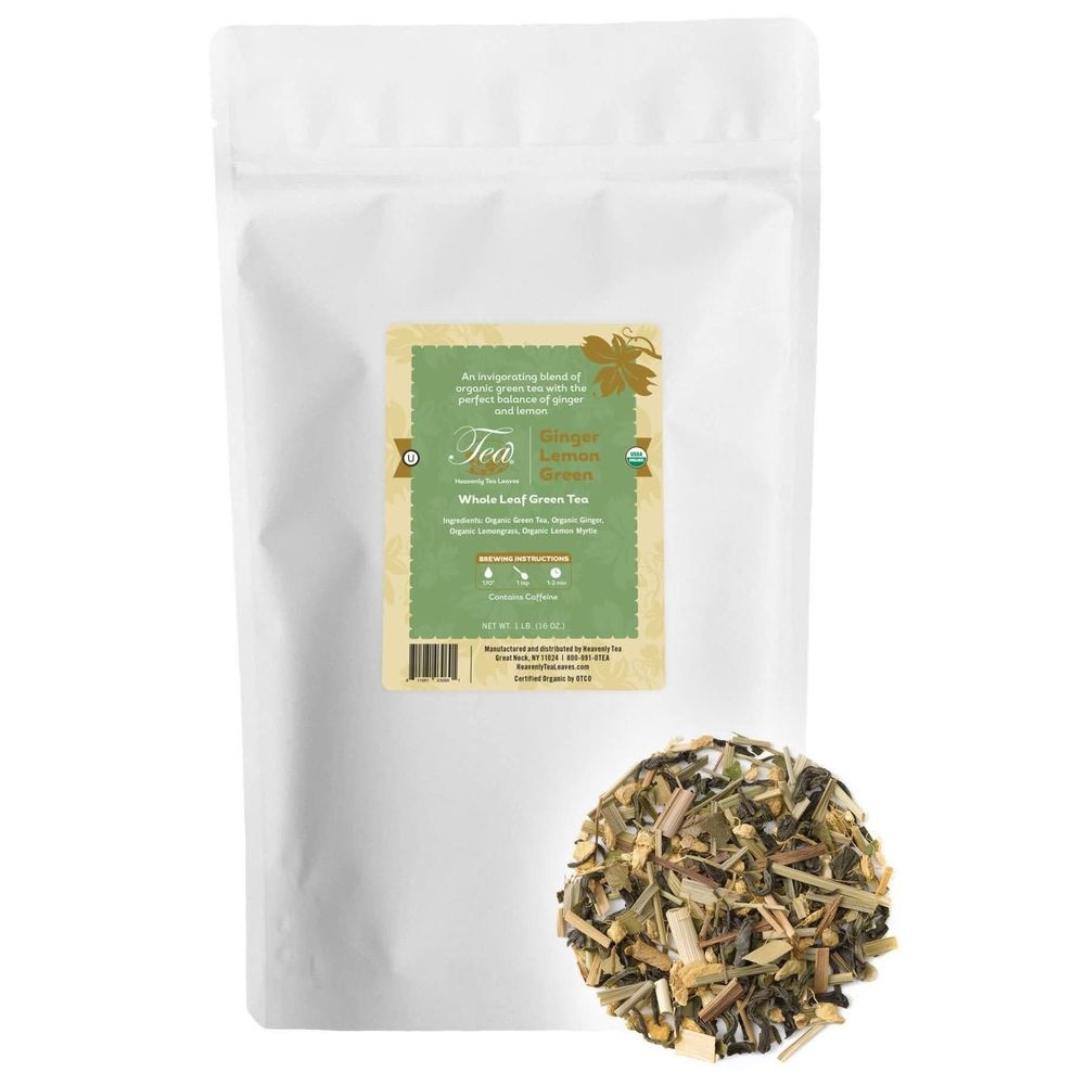 Heavenly Tea Leaves Organic Ginger Lemon Green Tea, 16 Ounce