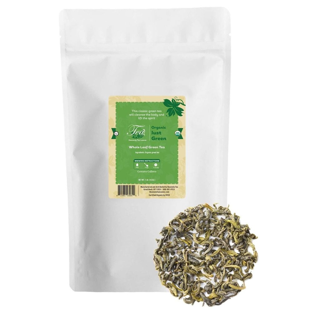 Heavenly Tea Leaves Organic Just Green Loose Leaf Green Tea, 1 Pound