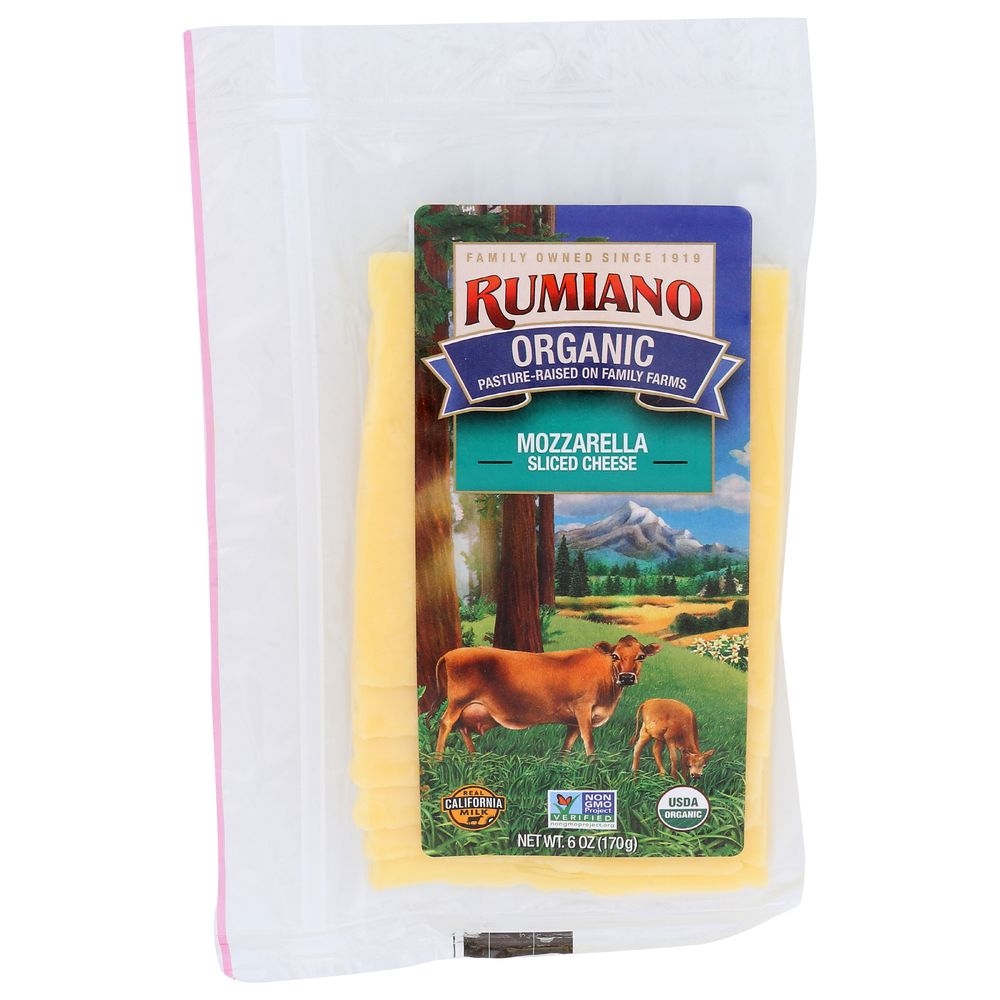 Rumiano Cheese Organic Sliced Mozzarella Cheese, 6 Ounce -- 12 per case.