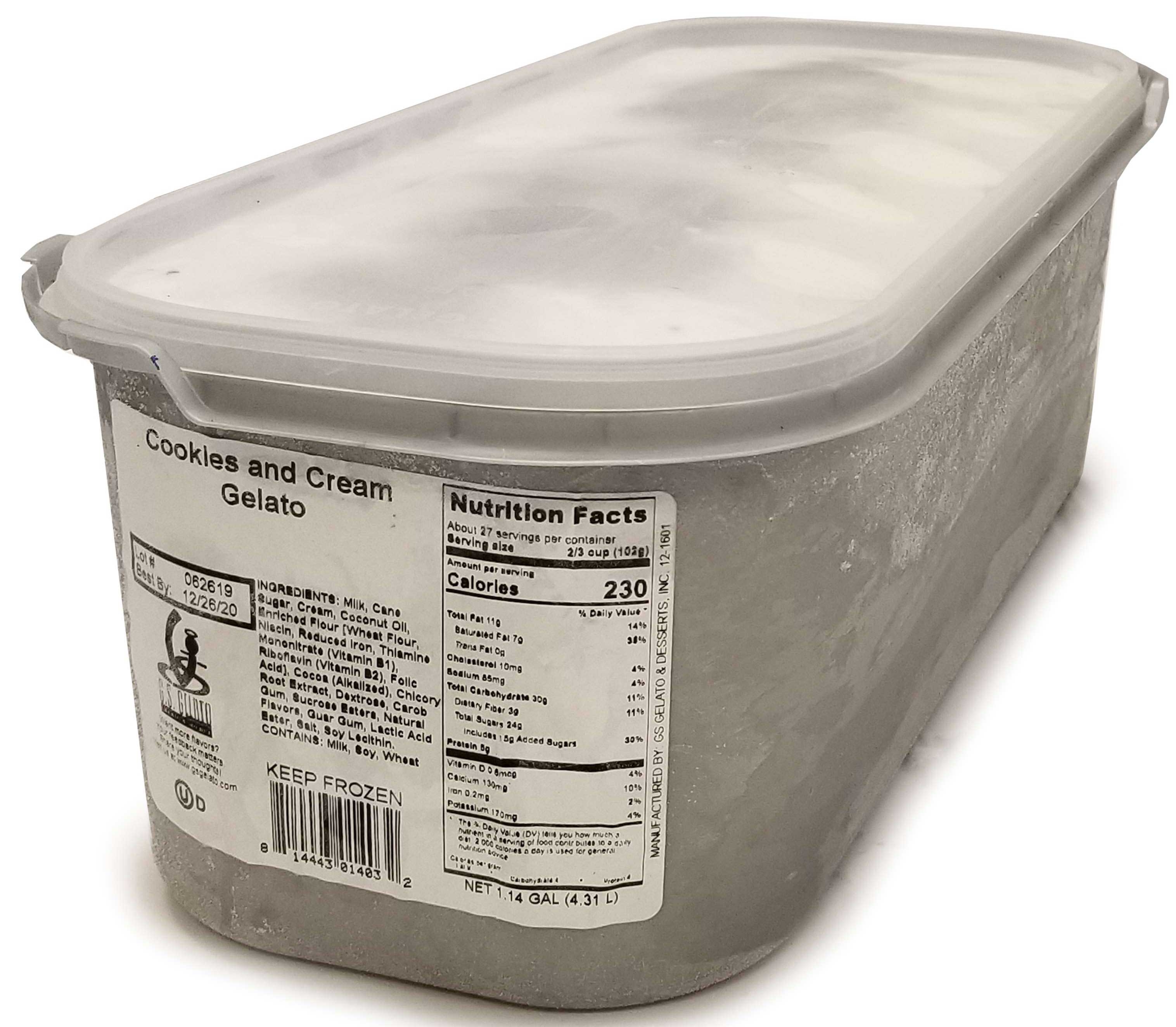 GS Gelato Cookies and Creme Gelato, 4.31 Liter