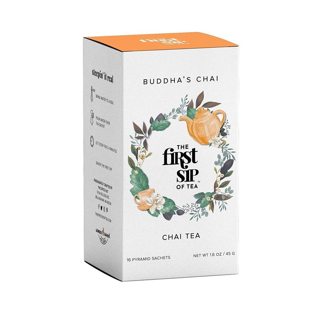 The First Sip Of Tea Unsweetened Buddhas Chai Tea Bags, 16 count -- 6 per case
