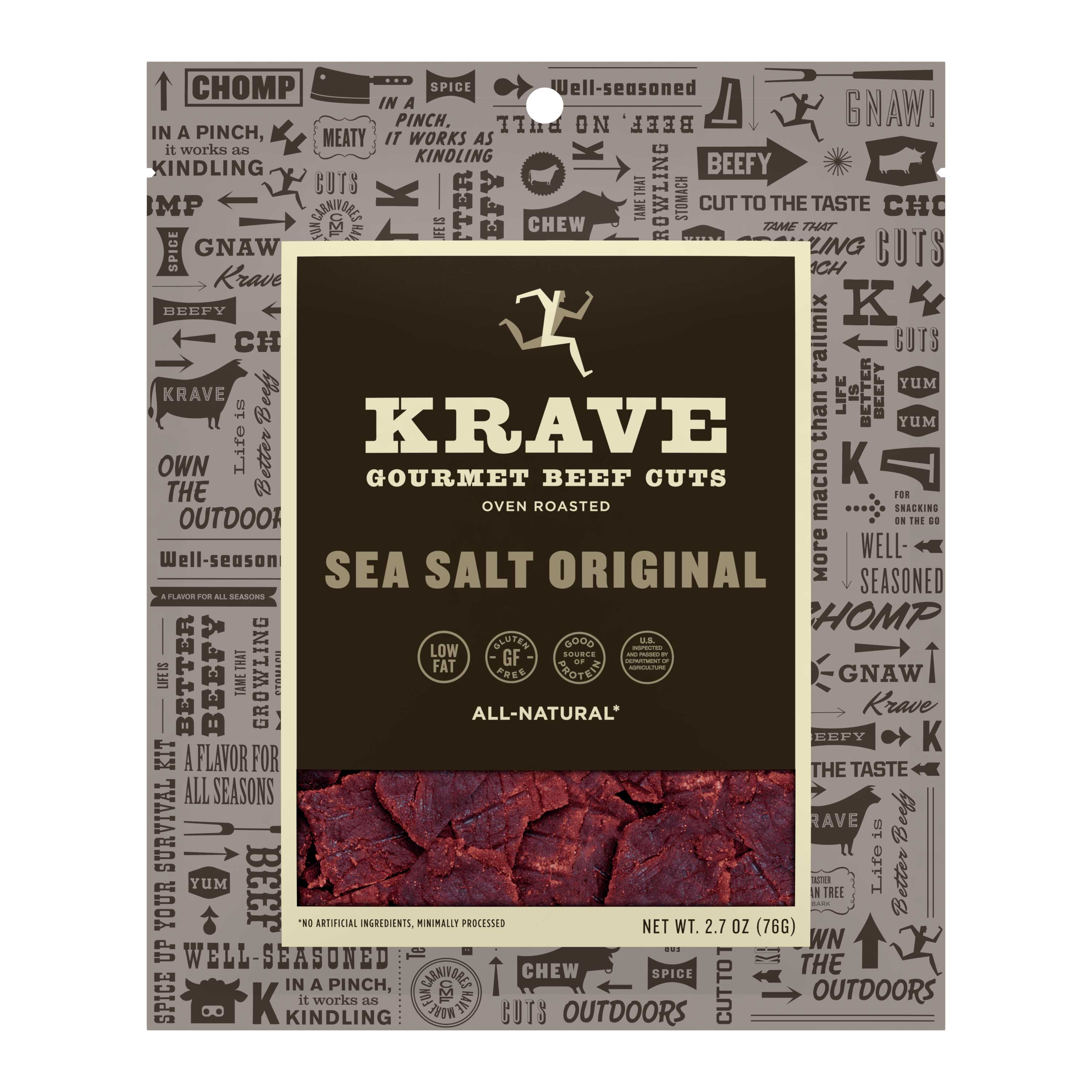 Krave Sea Salt Gourmet Beef Cut, 2.7 ounce -- 8 per case.