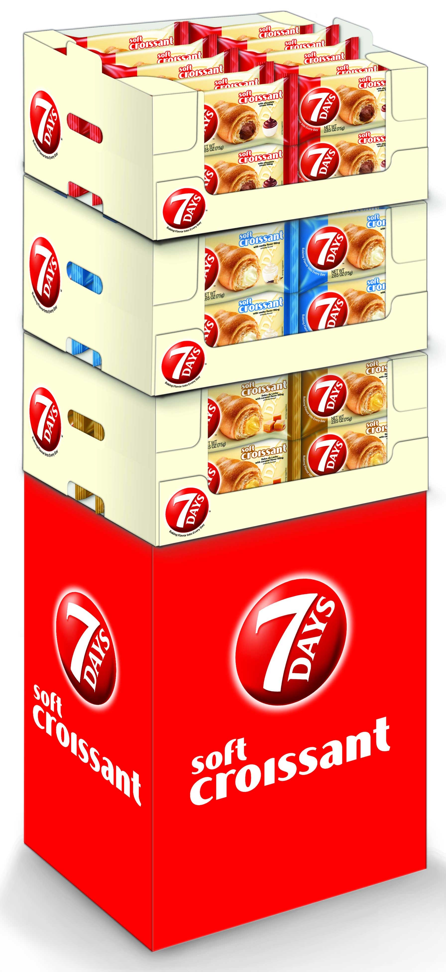 7 Days Chocolate Vanilla and Caramel Croissant - Shipper, 75 Gram -- 60 per case