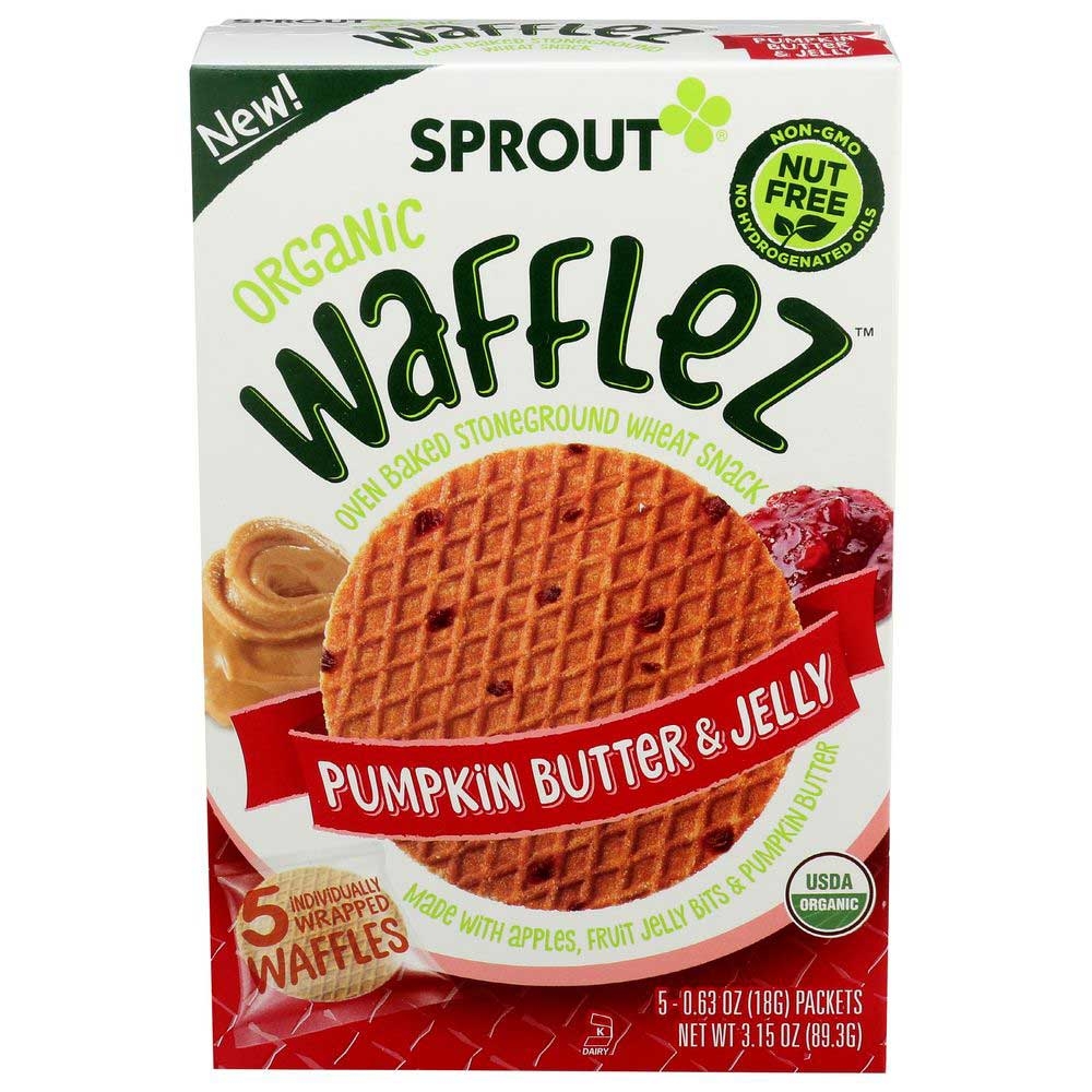 Sprout Organic Pumpkin Butter and Jelly Wafflez Toddler Snacks, 0.63 Ounce -- 50 per case