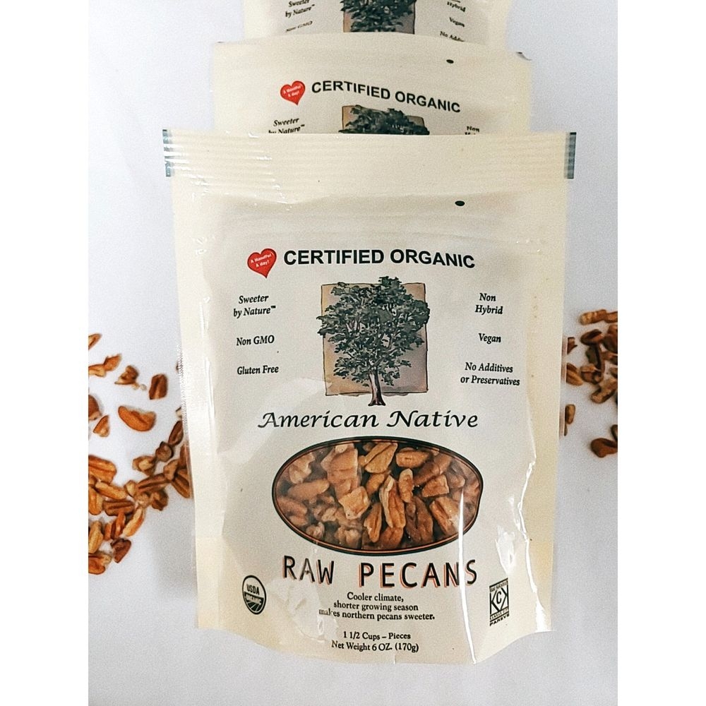 American Native Certified Organic Missouri Pecans - Fancy Pieces, 6 Ounce bag -- 24 per case