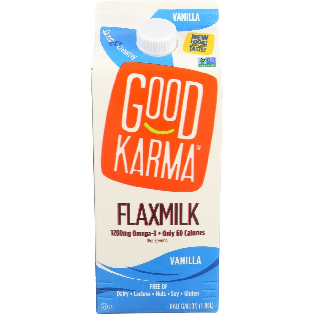 Good Karma Foods Vanilla Flax Milk, 64 Ounce -- 6 per case.