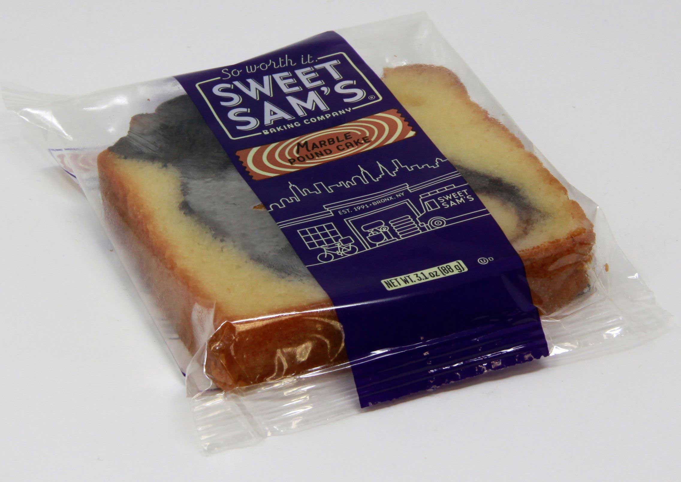 Sweet Sams Individually Wrapped Marble Pound Cake -- 12 per case