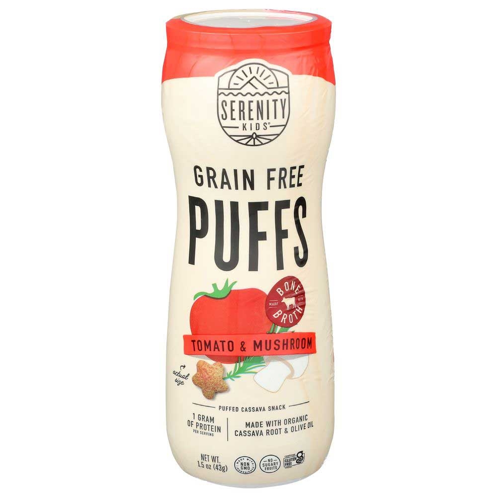 Serenity Kids Organic Tomato and Mushroom with Bone Broth Grain Free Puffs, 1.5 Ounce -- 6 per case