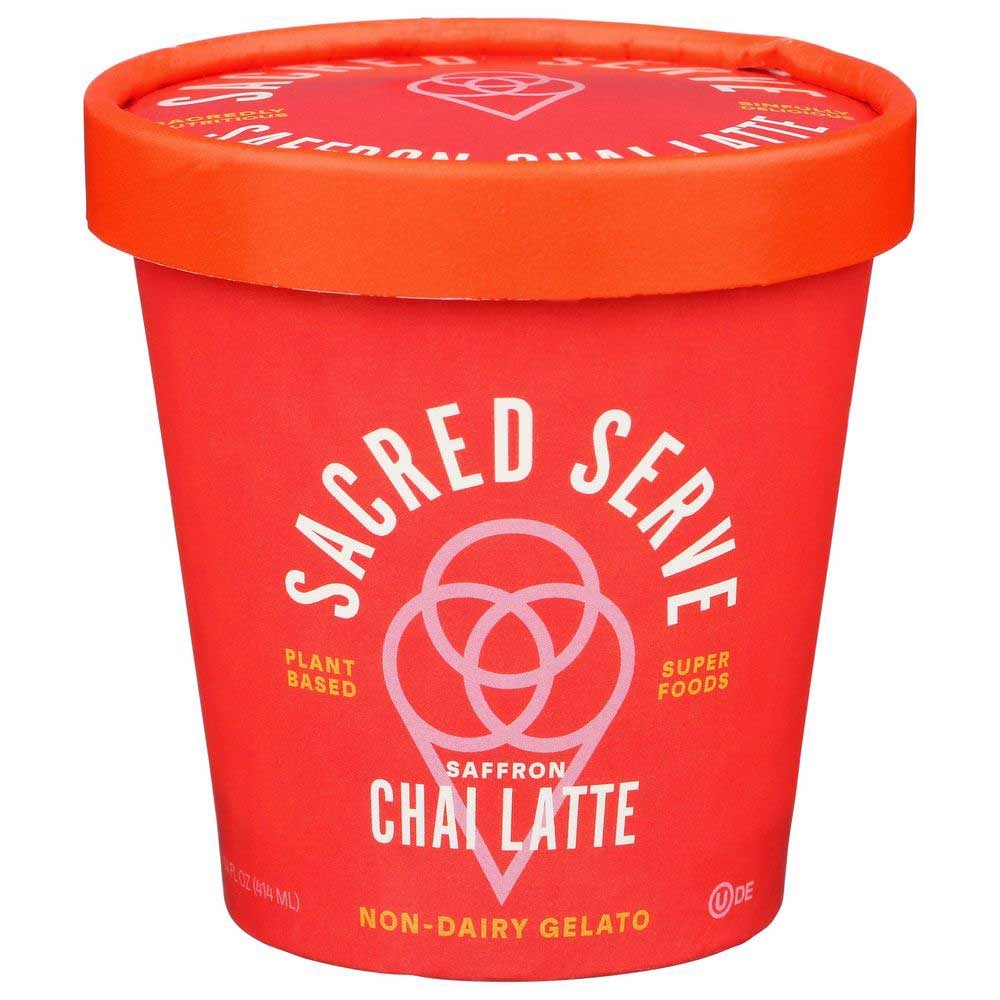Sacred Serve Saffron Chai Latte Non-Dairy Gelato, 14 Fluid Ounce -- 6 per case
