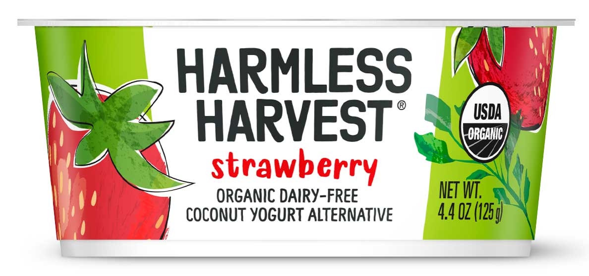 Harmless Harvest Strawberry Dairy Free Yogurt Alternative, 4.4 Ounce Cup -- 8 per case