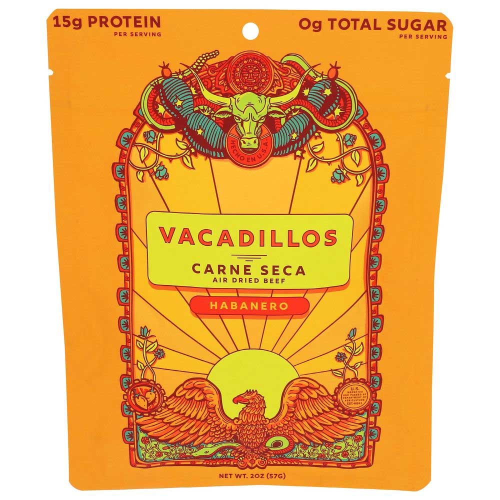 Vacadillos Habanero Carne Seca Air Dried Beef, 2 Ounce -- 8 per case