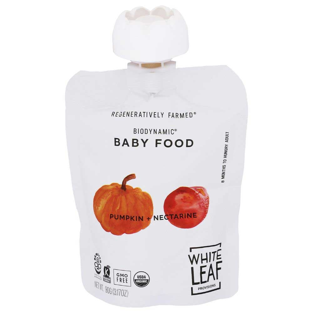 White Leaf Provisions Organic Biodynamic Pumpkin and Nectarine Babyfood, 90 Gram -- 6 per case